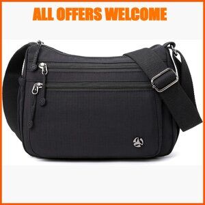 Waterproof Nylon Crossbody Bag with Multiple Pockets Messenger Purse